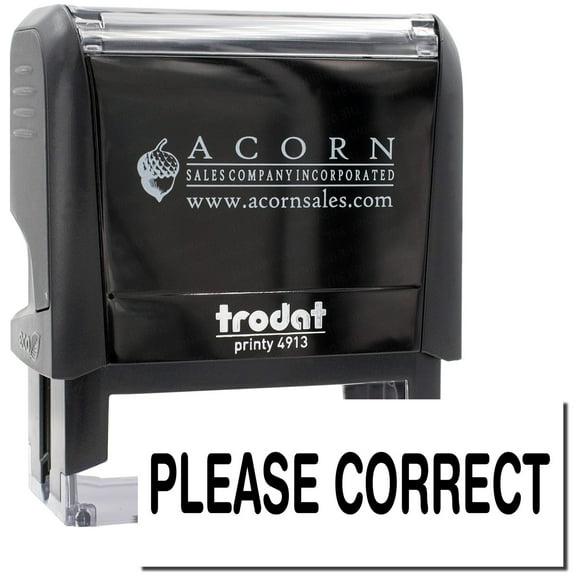 Large Self-Inking Please Correct Stamp, Trodat Printy 4913, Press and Print Stamping, Impression Size 7/8" x 2-1/4", Up to 10,000 Impressions - Black Ink