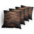 thumbnail image 5 of Ambesonne Chocolate Throw Pillow Cover 4 Pack, Rough Dark Timber, 18", Brown Dark Brown, 5 of 7