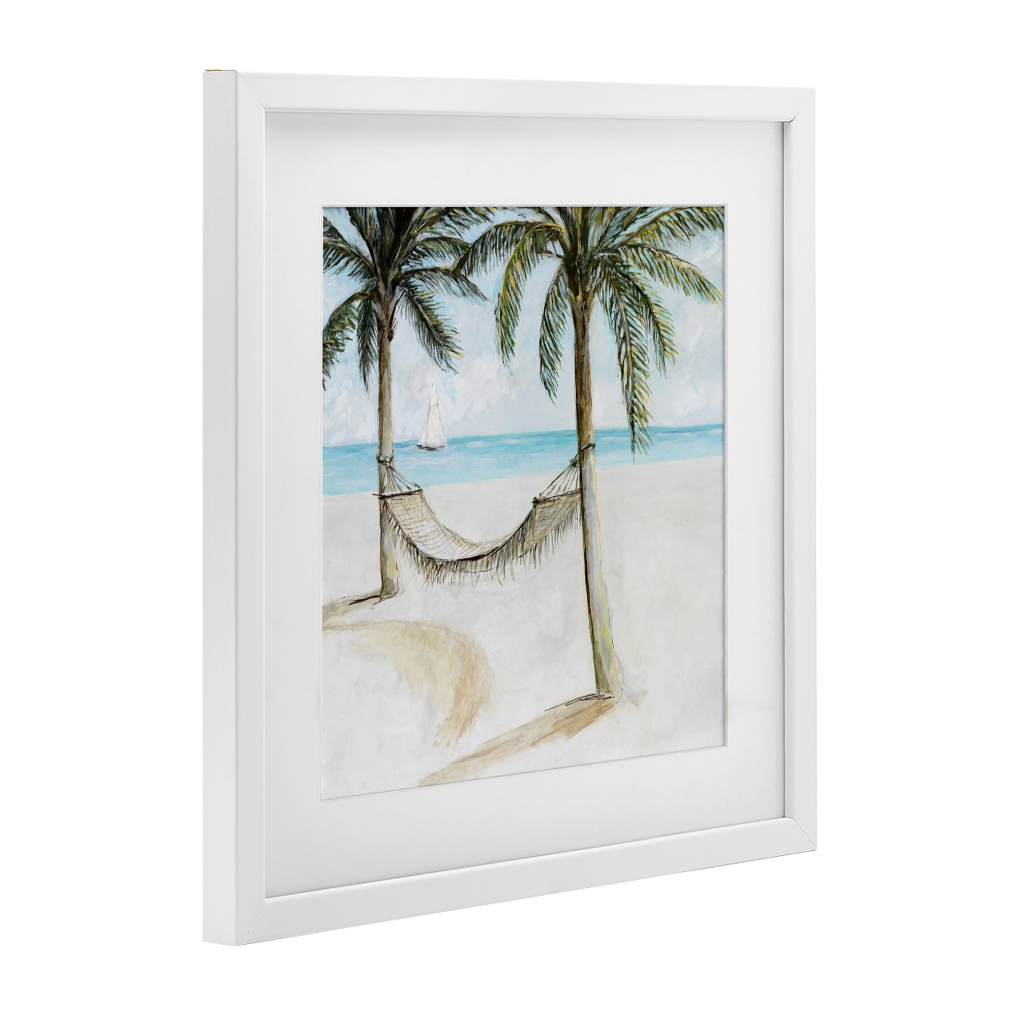 Stupell Industries Beach Hammock Coastal Scene White Framed Print Under Glass, design by Lorenzo Collective