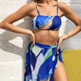 thumbnail image 3 of ENJOYW 3Pcs/Set Printing Swimsuit Bright Color Wire Free Side Split Skirt Bra Briefs for SwimmingPolyester, 3 of 7