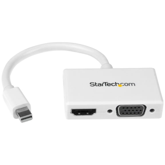StarTech.com MDP2HDVGAW Travel A/V Adapter - 2-in-1 Mini DisplayPort to HDMI or VGA Converter - mDP to HDMI or VGA Adapter w/ Compact Portable Design