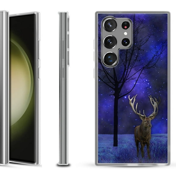 Shockproof Gel Phone Case for Samsung Galaxy S23 Ultra 5G, by OneToughShield ® - Midnight Deer