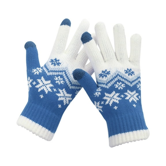 BKQCNKM Gloves for Cold Weather Winter Gloves Women Can Enable Screen Gloves Warm Knitted Gloves Mittens Winter Keep Warm Knitting Christmas Winter Gloves Women, Blue One Size