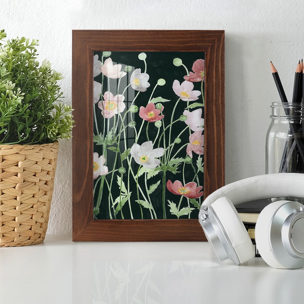 Anemone Dance I -Framed Print w/glass-Chestnut