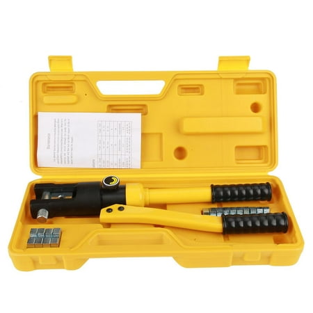 WALFRONT 10T Hydraulic Wire Cable Battery Lug Crimper Terminal Crimping Tool with 7 Dies,Hydraulic Wire Crimping Tool, Hydraulic Terminal