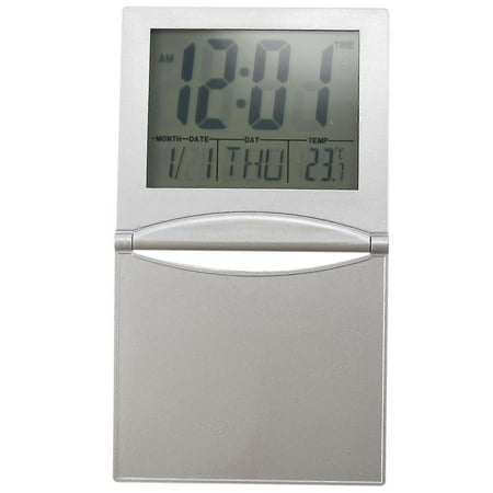 Mini Travel Alarm Clock, Digital LCD Display Desk Foldable Clocks With Snooze Backlight Temperature