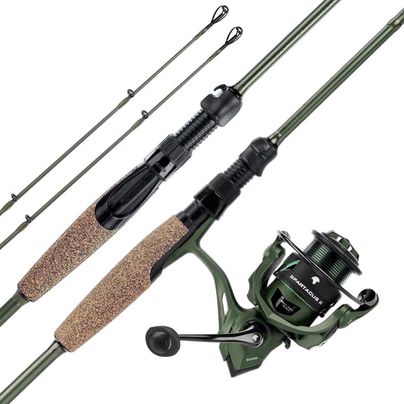 KastKing Twin-Tip Spinning Fishing Rod and Reel Combo,Spin-6'2'' Ml-2000 Reel, KastFlex IM6 Graphite Blanks, 2-Piece Rods with Extra Tip-Spartacus II