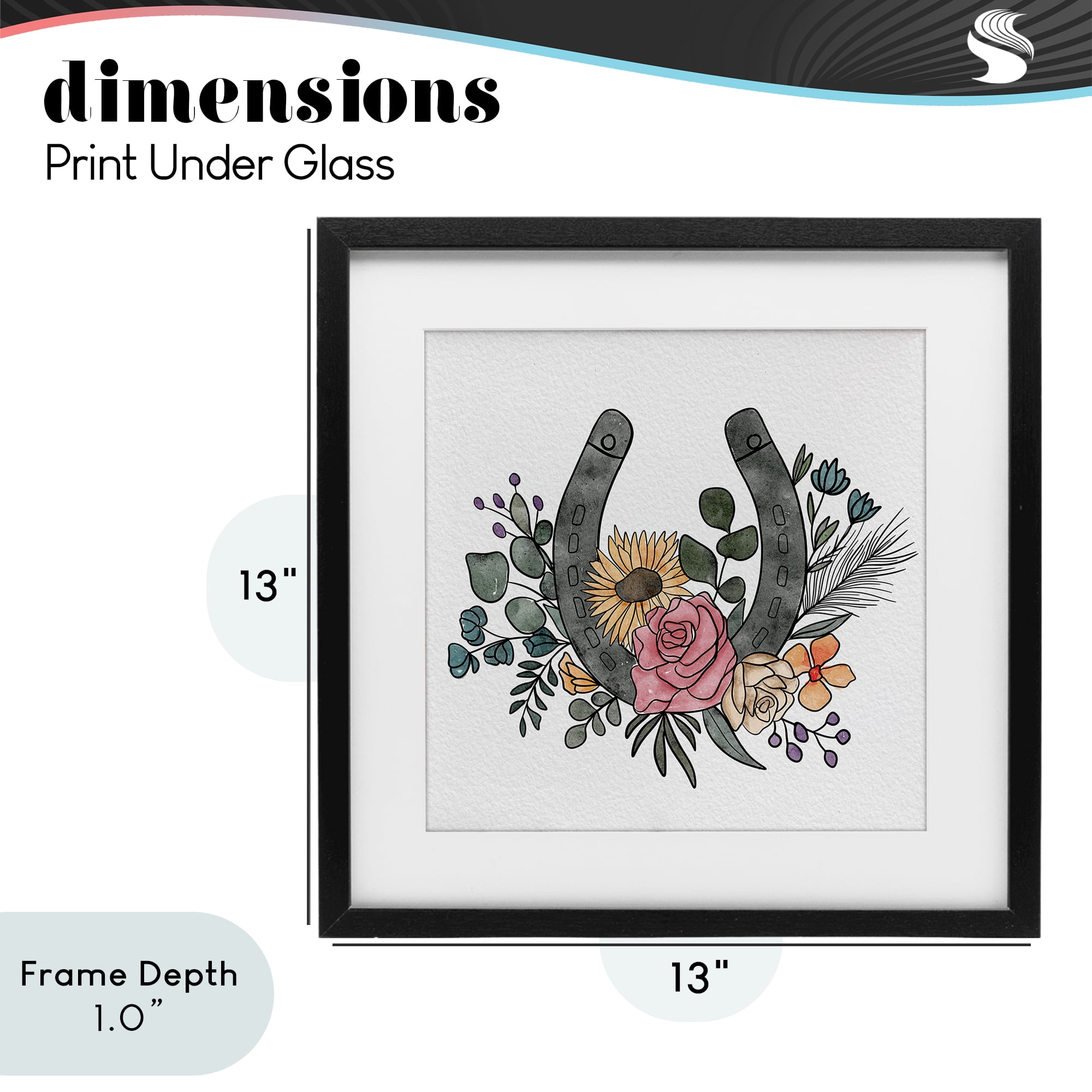 Stupell Industries Boho Floral Horseshoe Black Framed Print Under Glass, design by Alisha Kiara Design