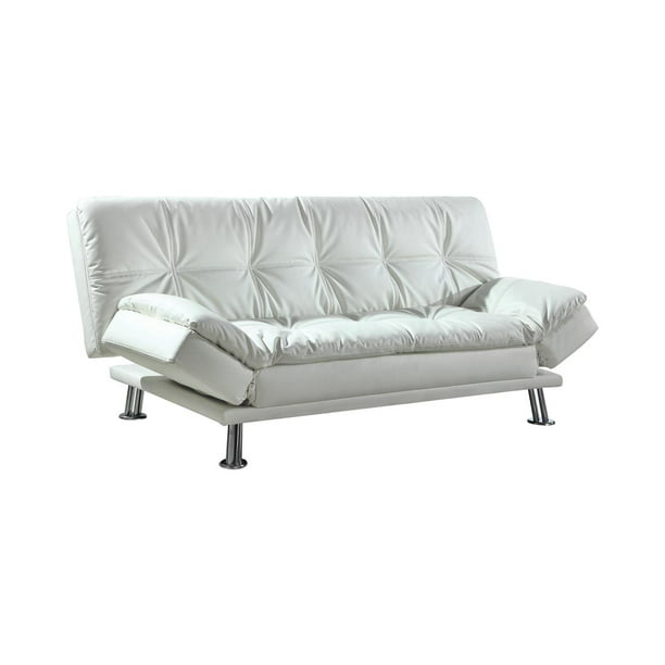 Dilleston Collection Sofa Bed White, White Real Leather Sofa Bed
