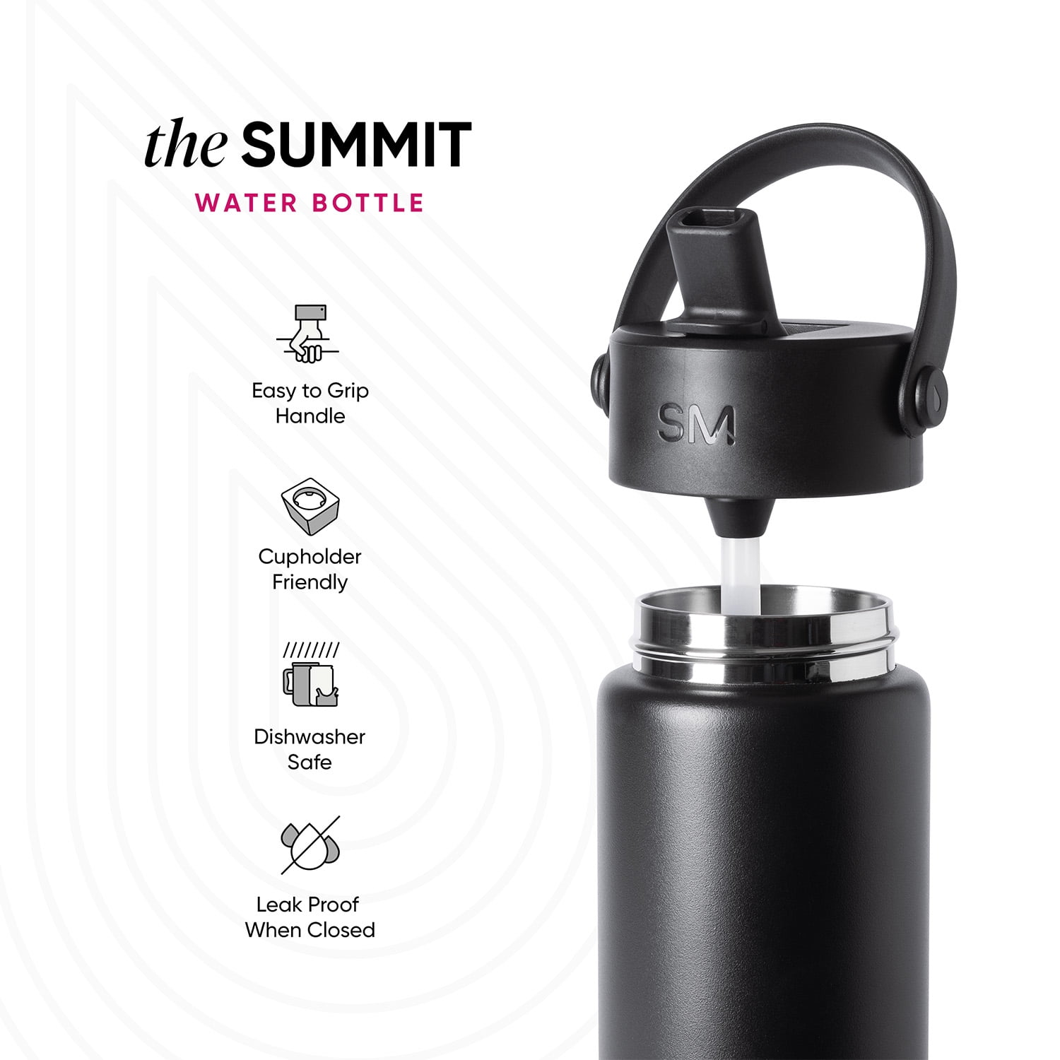 Simple Modern 18 fl oz Insulated Stainless Steel Summit Wide Mouth Water Bottle with Handle and Straw Lid | Ocean Tide
