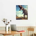 thumbnail image 2 of JRXY Canvas Wall Art Ready to Hang Tyrannosaurus rex roars at a brachiosaurus in the nature  Prints Artwork Paintings for Living Room Bedroom Bathrooms Office Wall Decorations, 2 of 4