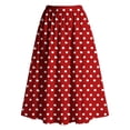 thumbnail image 7 of Arlun Retro Polka Dot Midi Skirts for Women 2026 Summer Elastic Waist A Line Flowy Flared Ruffle Skirts Elegant Boho Loose Pleated Mid-Length Skirt for Vacation and Daily Wear Red XS, 7 of 7