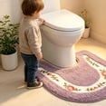 thumbnail image 2 of Dtchengua Soft Floral Non-Slip Toilet Contour Rug, Contour Bath Rug, Soft Shaggy U-Shaped Toilet Floor Mat for Bathroom 20×20 Inch,Purple, 2 of 7