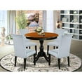 thumbnail image 2 of East West Furniture 5-Piece Dining Room Table Set Includes a Dinette Table and 4 Grey Linen Fabric Parsons Chairs with High Back - Black Finish, 2 of 2