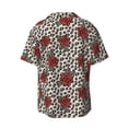 thumbnail image 2 of Vsdgher Leopard Print Rose Print Men's Wrinkle Free Untucked Cuban Shirt Business Casual Button Down Shirts Short Sleeve Shirt, 2 of 7