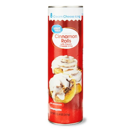 Great Value Regular Cinnamon Roll Dough with Cream Cheese Icing, 12.4 oz, 8 Count