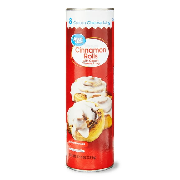 Great Value Regular Cinnamon Roll Dough with Cream Cheese Icing, 12.4 oz, 8 Count