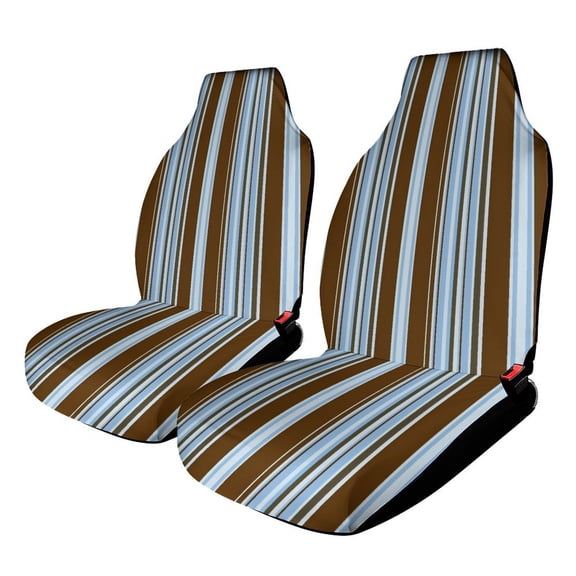 Car Seat Covers Striped Pattern Brown. 2 Piece Soft Bucket Auto Seat Protector Universal Fit for SUV Sedan Van