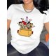 thumbnail image 1 of Cartoon Characters Graphic Crew Neck Tee Shirt for Women -Medium Stretch, Knit Fabric, Short Sleeve Sporty Top for All Seasons, 1 of 5