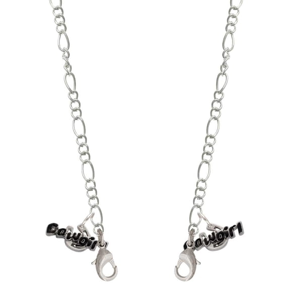 Silvertone Black Cowgirl Silvertone Face Mask Necklace