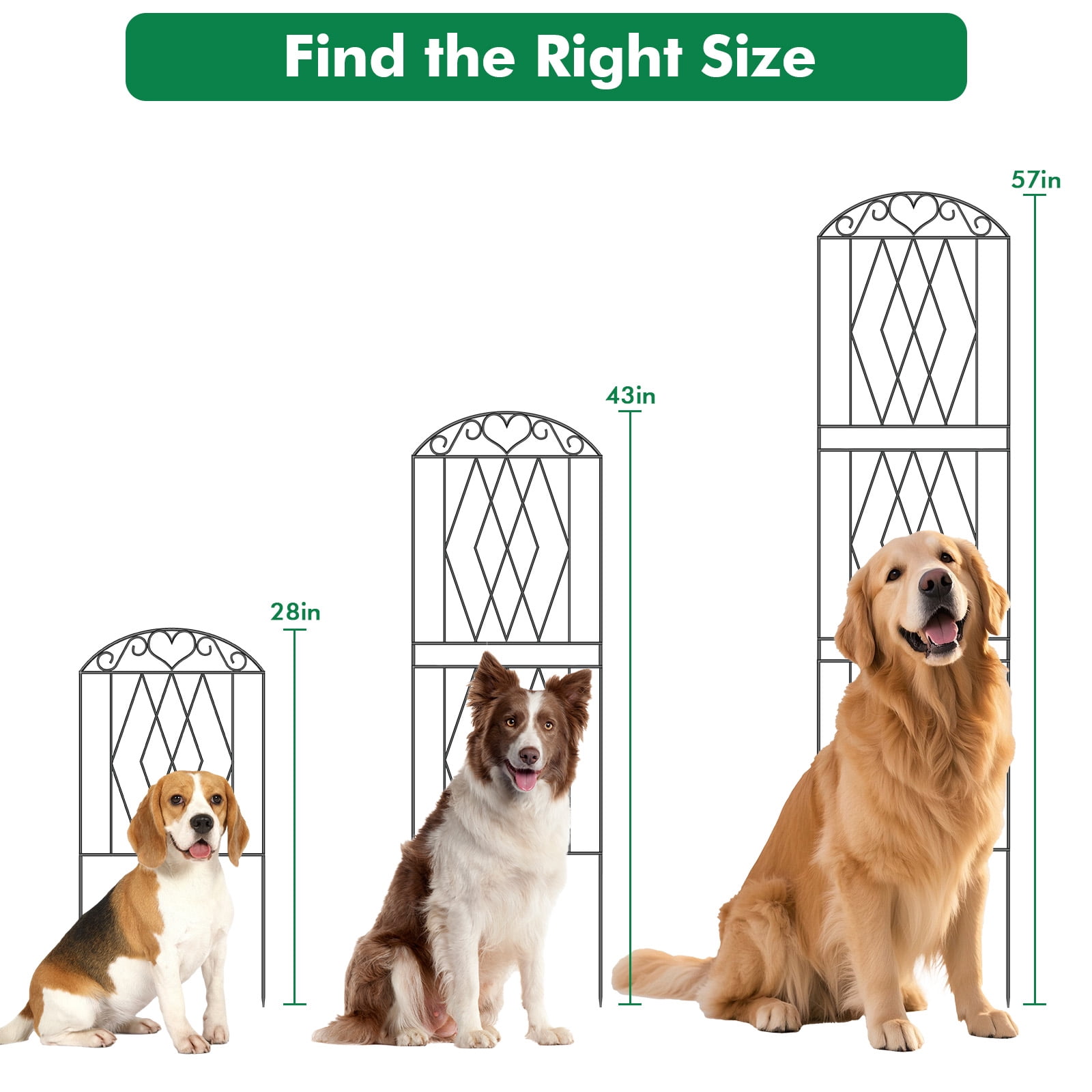 ROMUCHE Decorative Garden Fence for Yard 10 Pcs, 43.3in (H) x 12.8ft (L) No Dig Fence, Dog Fencing Rustproof Metal Wire Panel Animal Barrier Fence for Yard Lawn Patio Outdoor Decor
