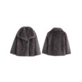 thumbnail image 2 of Women's Faux Fur Coat Faux Fur Jacket Long Sleeve Lapel Furry Winter Jackets Parka Short Coat Dark Gray S, 2 of 5