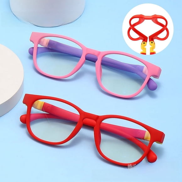 Montura de gafas de silicona desmontable para niños y niñas, con espejo plano antiluz azul, protección de marco suave para estudiantes