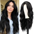 thumbnail image 1 of ZHAOCHENG Peluca larga ondulada negra para mujer, 24 pulgadas, sintética, rizada, natural, talla M, 1 of 5