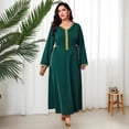 thumbnail image 4 of AURA Women Plus Size V Neck Elegant Maxi Dress Long Sleeve Waist Tie Modest Formal Dress, 4 of 8