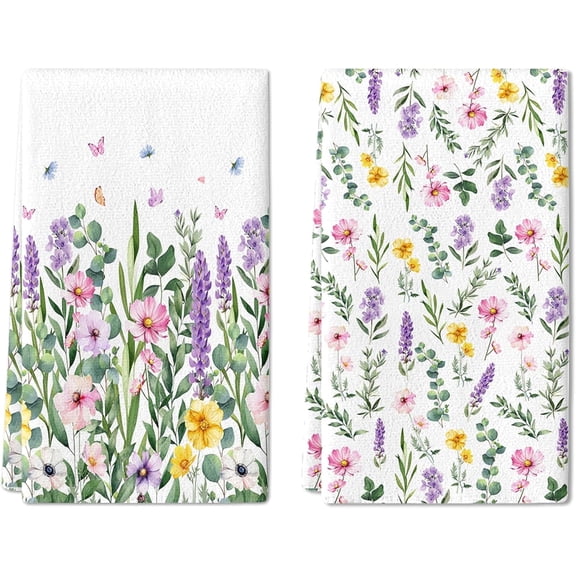 Wildflower Hand Towels Set of 2,Spring Flowers Hand Towels for Bathroom Decorative Soft Absorbent Face Towels for Bathroom Summer Home Hotel Gym Spa Yoga Kitchen 18"x26"