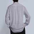 thumbnail image 4 of GigrtiJin Mens Long Sleeve Cardigan Shirt Solid Color Stand-Up Collar Button down Shirts Jackets with Pocket, 4 of 5
