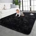 thumbnail image 1 of Alfombra TWINNIS 213 x 305 cm, felpa suave, antideslizante, negra, 1 of 6