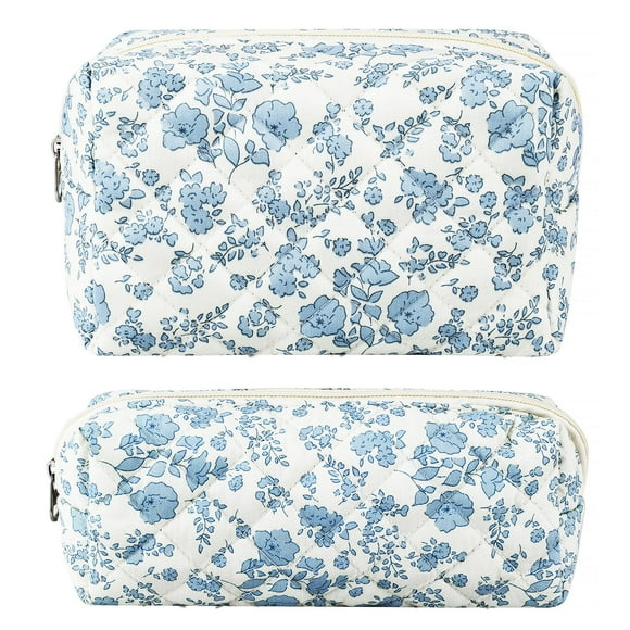 Bolsa de maquillaje URSKYTOUS Floral Algodón Acolchado Blue Flower x2