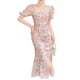 thumbnail image 1 of Vestido de verano para mujer, con escote cuadrado, manga corta abullonada, color liso, cintura alta, informal, fruncido, fluido, corte A, 1 of 5