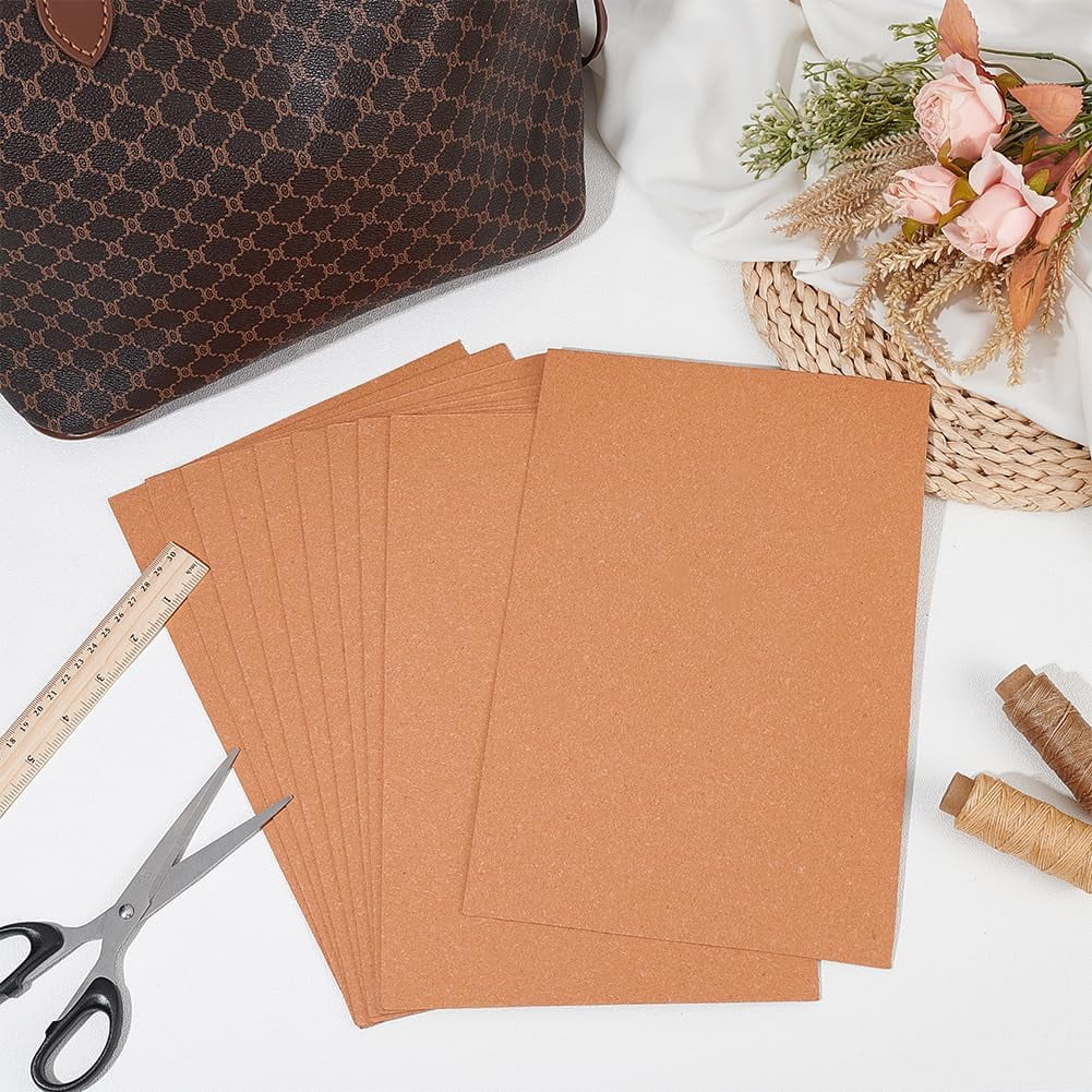 10 Pcs Leather Stiffener Sheets Light Salmon Bag Stiffener 7.87x11.8 Inch Bonded Leather Sheet for Leather Bag Liner Craft DIY