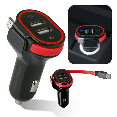 Dual USB Car Charger, EEEKit Fast Quick Charge 3.0 with Micro USB / Type-C Cable 3.1A 5V, for Android Phone, Samsung Galaxy S10/S10E/S9/S9 Plus