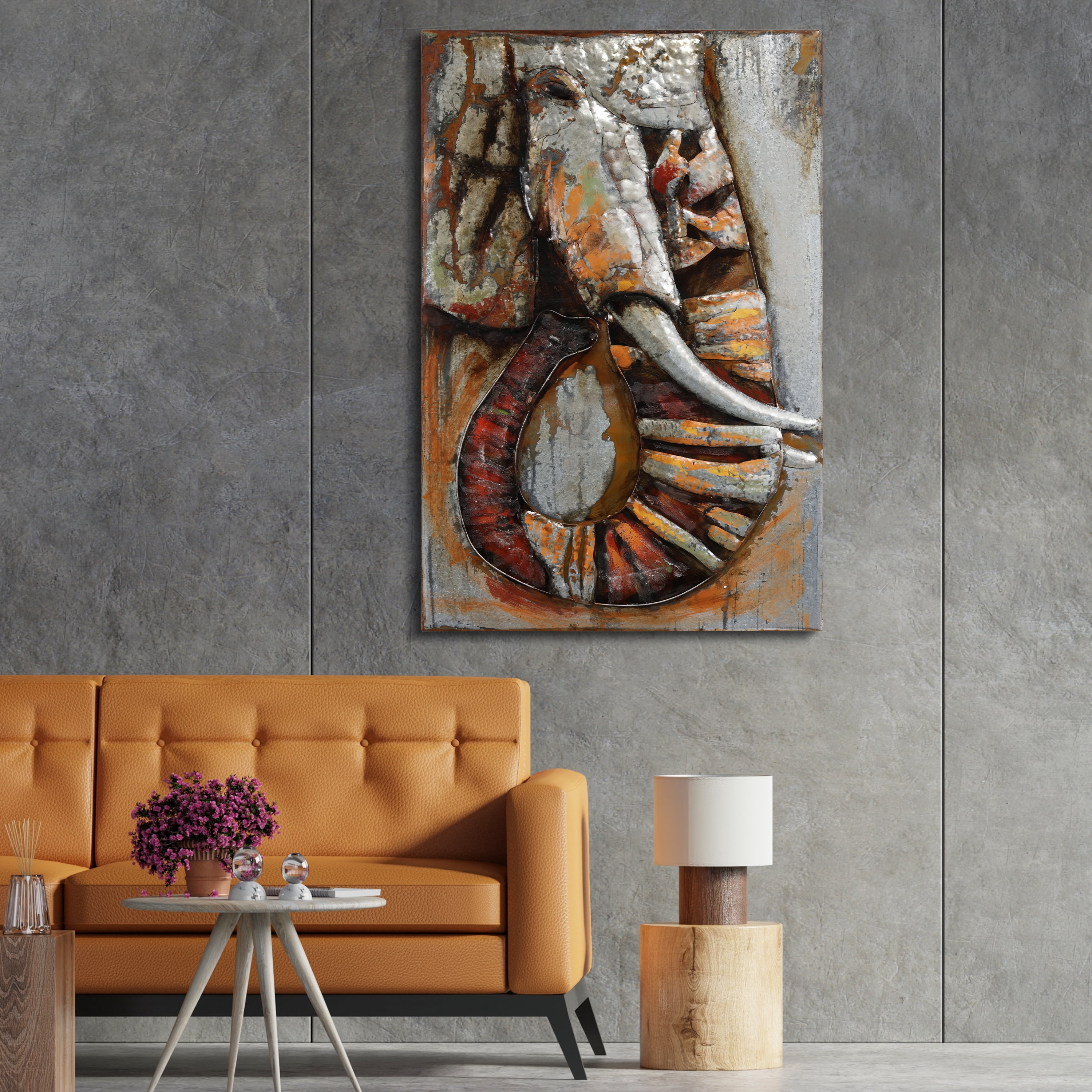 Empire Art Direct Elephant Hand Painted 3D Metal Wall Art, 60" x 40" x 2.8", Ready to Hang