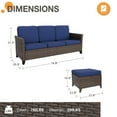 thumbnail image 6 of COOS BAY Harbor Retreat 3-Piece Mix Brown Rattan Wicker Outdoor Patio Conversation Set 3-Seat Sofa Set with Curved Armrest, Ottomans, Blue Cushions, 6 of 11
