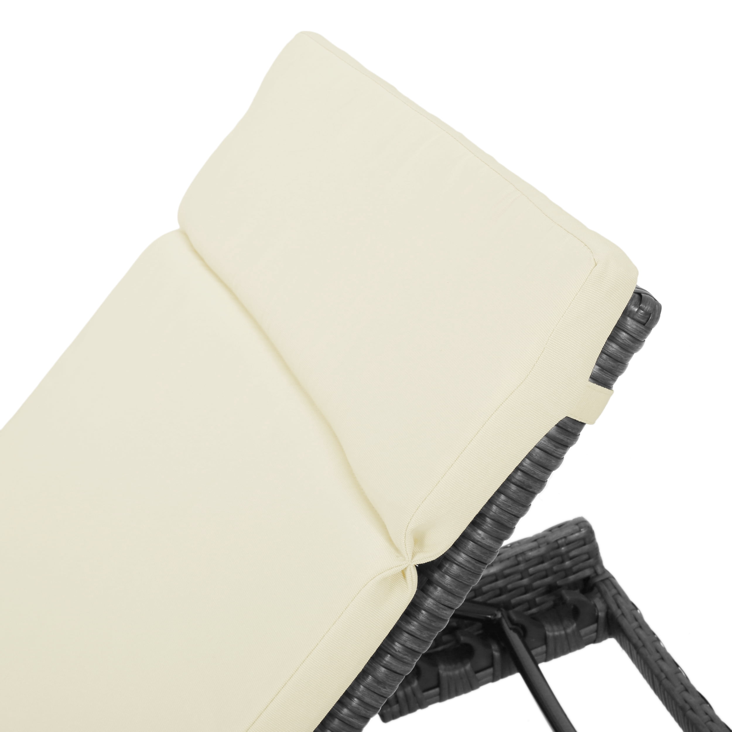 Anthony Outdoor Wicker Adjustable Chaise Lounge with Cushion, Set of 2, Grey, Beige