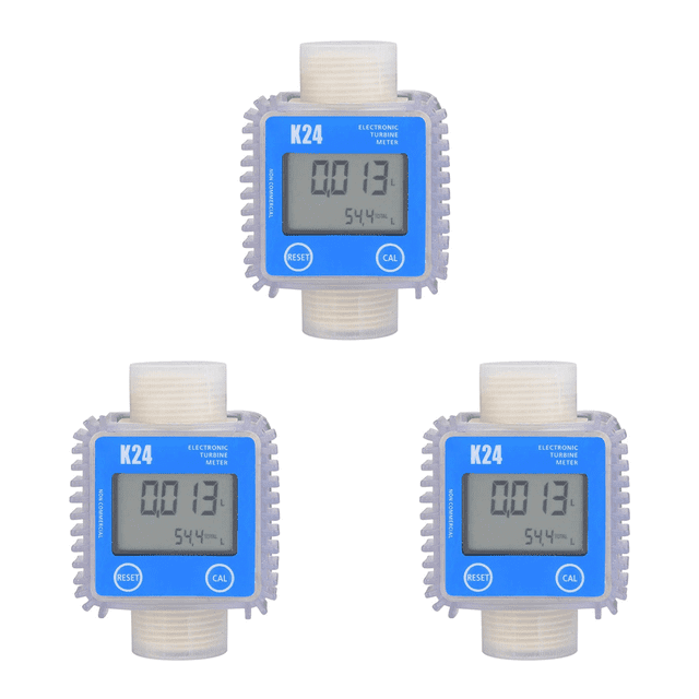 3X Digital K24 Turbina Aceite Combustible Medidor de Flujo Medidor LCD Medidor de Flujo de Combustible QuíMicos Agua Mar LíQuido Medidores de Flujo Herramientas de MedicióN