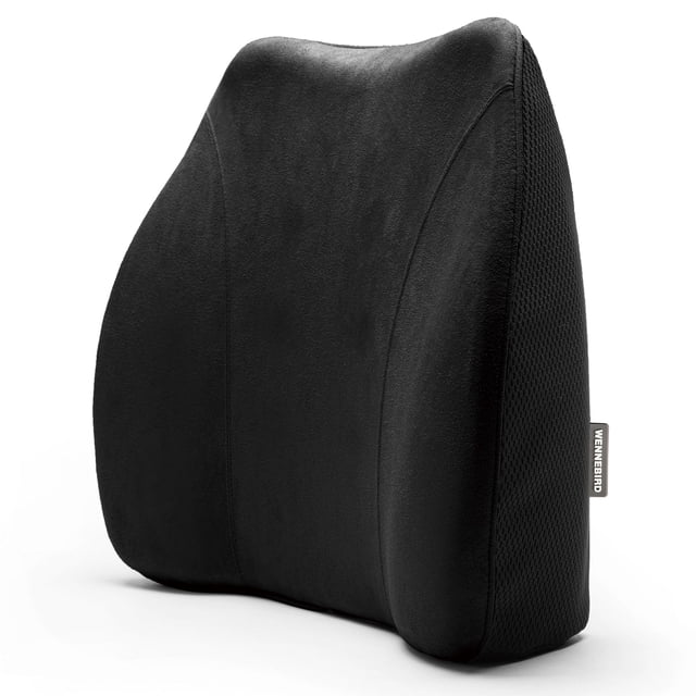 WENNEBIRD Model Q Lumbar Memory Foam Support Pillow for Posture, Black