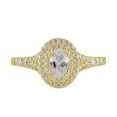 thumbnail image 3 of Arista 1 ct Oval Swarovski Diamonds Double Halo Engagement Ring in Yellow Plated Sterling Silver, 3 of 4