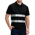 thumbnail image 2 of TOMVIGX Men's Polo Shirts Short Sleeve Reflective High Visibility Safety Moisture Wicking Shirts Outdoor Night Running Cycling Breathable Quick Dry Workout Shirts Black L, 2 of 5