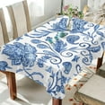 thumbnail image 4 of Blue White Floral Rectangle Tablecloth, Dust Proof Anti Wrinkle Wipeable Table Cloth Tabletop foration of Dinner Kitchen Wedding Holiday Party 60"x120" Decor Gift, 4 of 7