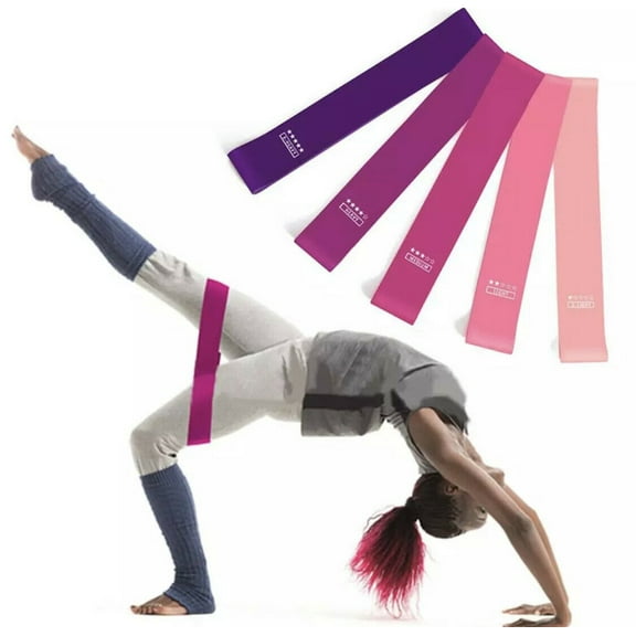Gym Resistance Ring Exercise Band Set Pink Exercise To Maintain a Fit Physique Fitness And Health, With Instructions & Portable Bag, Set Of 5