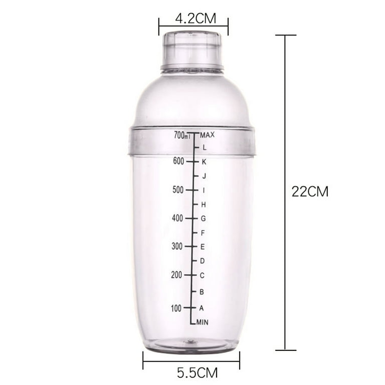 1000ml Clear Plastic Cocktail Shaker Cup Scale Wine Beverage Mixer Drink Tools - Transparent