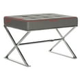 thumbnail image 6 of SAFAVIEH Micha Modern Glam X-Leg Upholstered Rectangular Ottoman, Grey/Chrome, 6 of 7