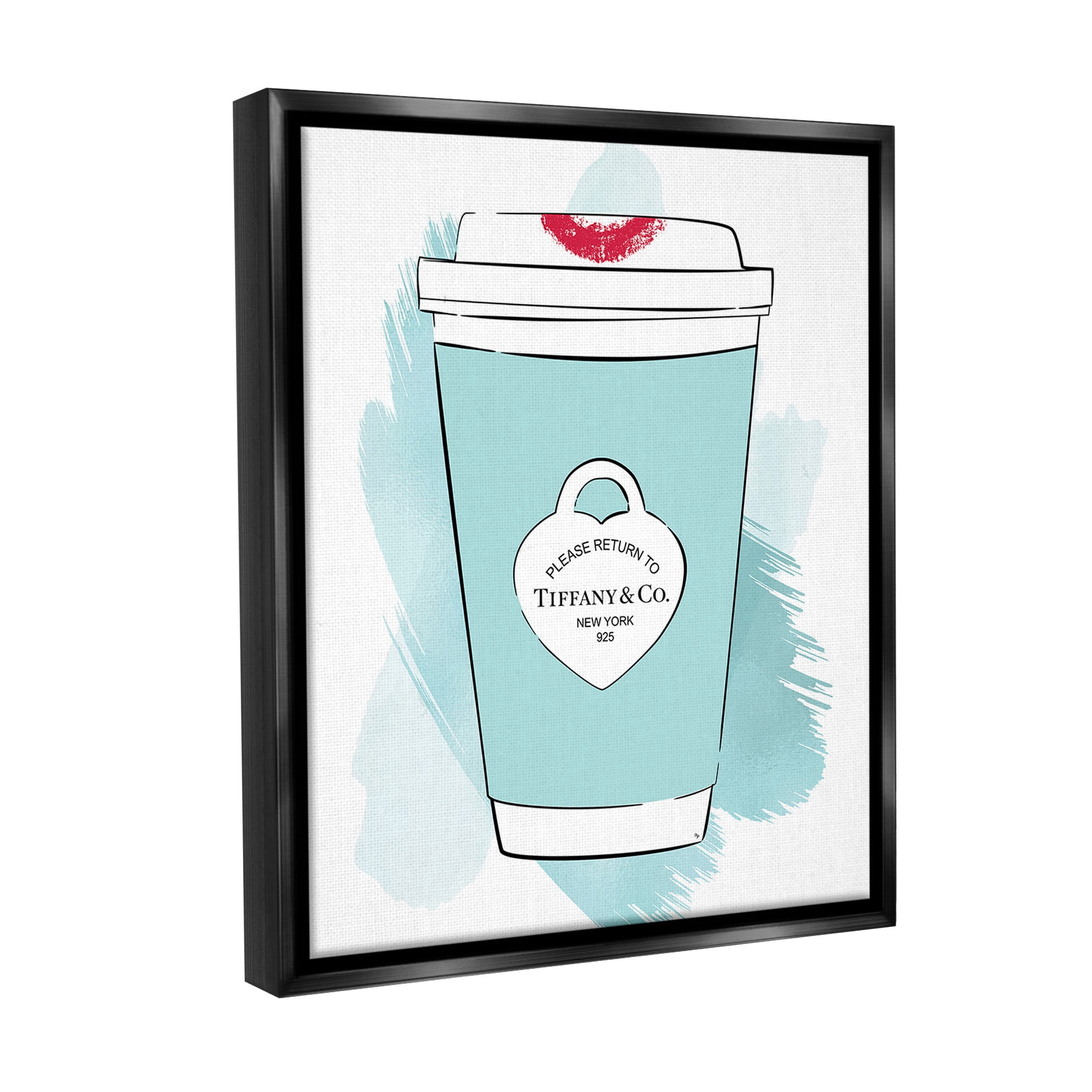 Stupell Industries Coffee with Lipstick Food & Beverage Painting Black Floater Framed Canvas Art Print Wall Art, 25 x 31