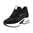 thumbnail image 3 of Willtoo Women's Platform Hidden Wedge Fashion Sneakers Lace‑Up Faux Leather Height‑Boost Walking Shoes, Non Slip Comfortable Casual Sport Shoes, 3 of 4