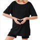 thumbnail image 1 of Conjunto de Dos Piezas para Mujer, Ropa de Verano 2025, Camisetas Extragrandes con Cuello en V, Pantalones Cortos Estilo Motero y Ropa Cómoda para Estar en Casa Negro M, 1 of 9